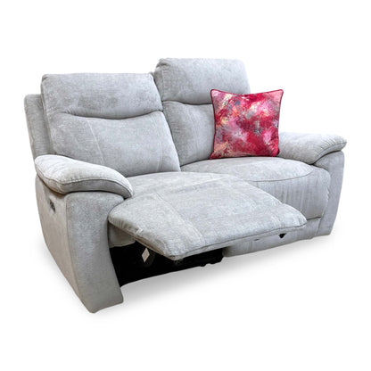 ‘Sloane’ Hudson Mist Grey Fabric 2 Seater Power Recliner Sofa