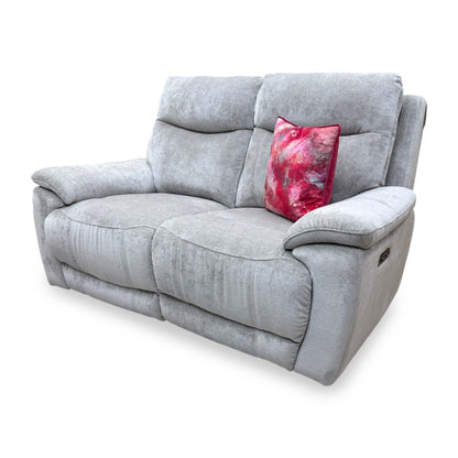 ‘Sloane’ Hudson Mist Grey Fabric 2 Seater Power Recliner Sofa