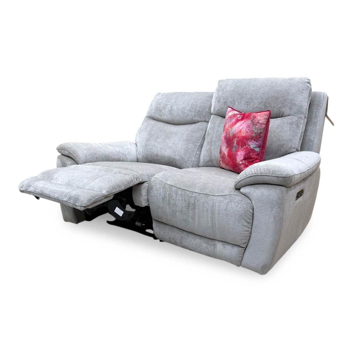 ‘Sloane’ Hudson Mist Grey Fabric 2 Seater Power Recliner Sofa