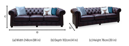 At The Helm ‘Shackleton’ Burgundy Leather 4 Seater Chesterfield Sofa