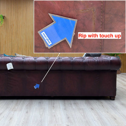 At The Helm ‘Shackleton’ Burgundy Leather 4 Seater Chesterfield Sofa