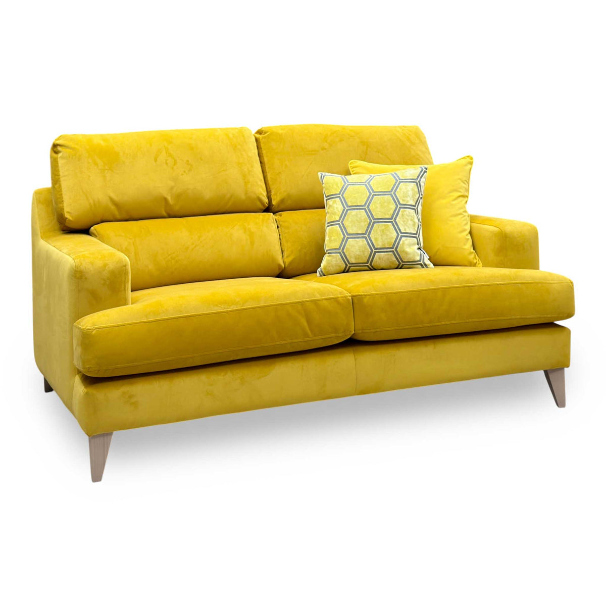 The Lounge Co. ‘Romilly’ Gol204 Golden Spice Yellow Velvet Fabric 2.5 Seater Sofa