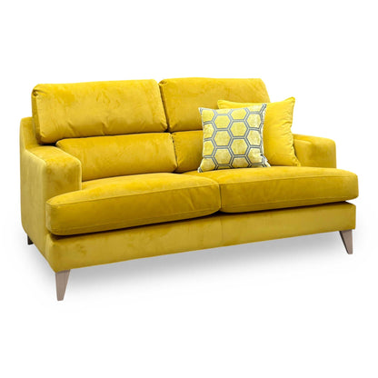 The Lounge Co. ‘Romilly’ Gol204 Golden Spice Yellow Velvet Fabric 2.5 Seater Sofa