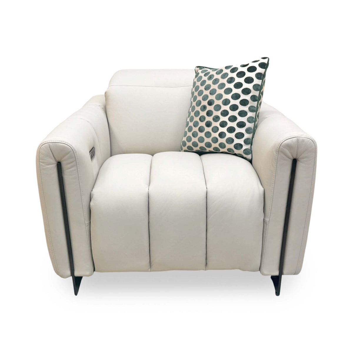 'Girgio' Light Grey 7406 Leather Power Recliner Chair with Power Headrest