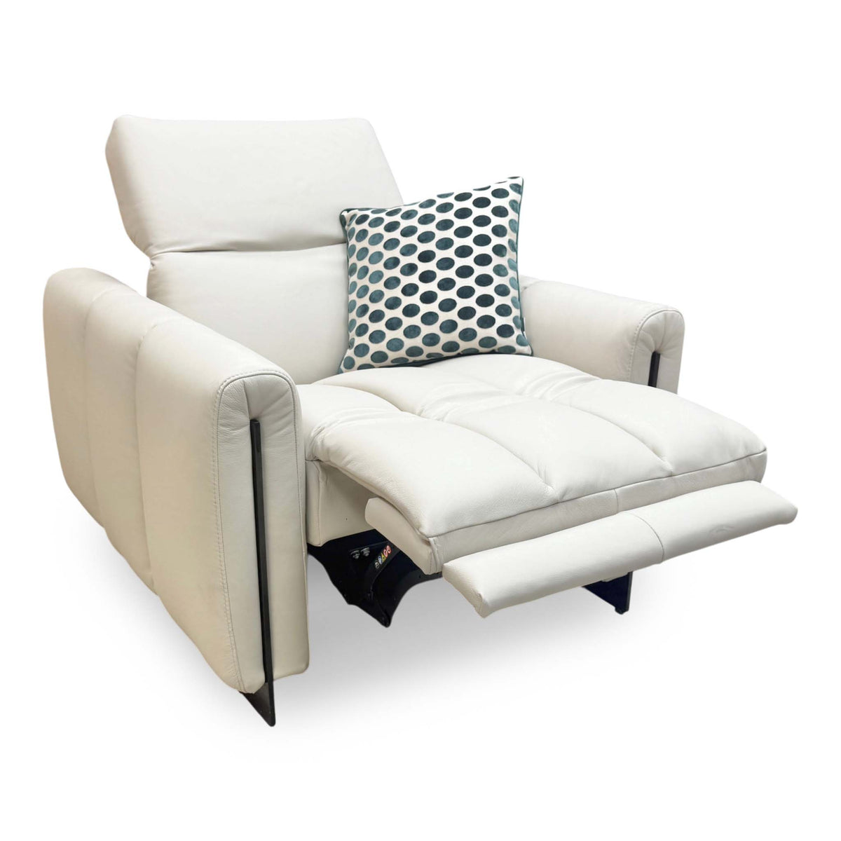 'Girgio' Light Grey 7406 Leather Power Recliner Chair with Power Headrest