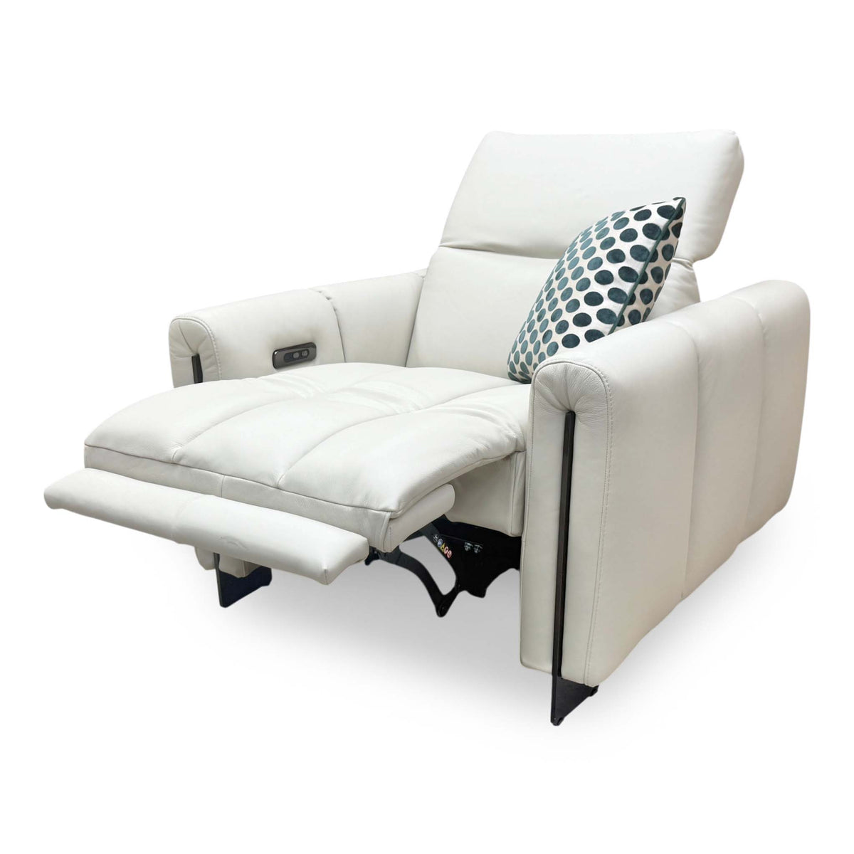 'Girgio' Light Grey 7406 Leather Power Recliner Chair with Power Headrest