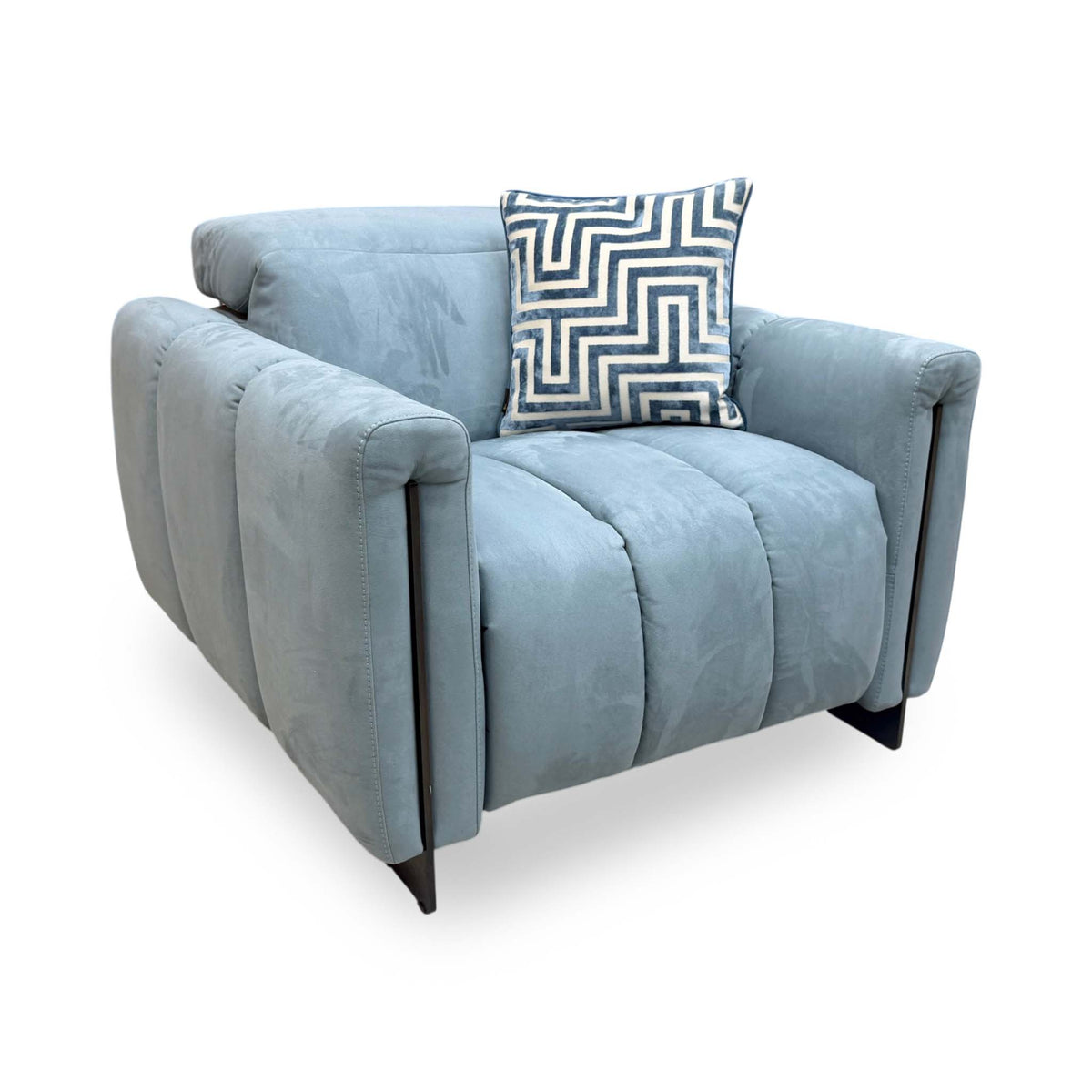 'Girgio' Luna Light Blue Velvet Fabric Power Recliner Chair with Power Headrest