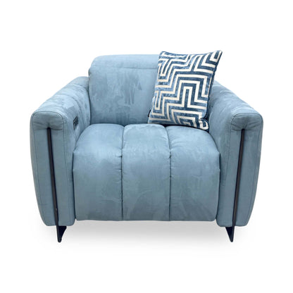 'Girgio' Luna Light Blue Velvet Fabric Power Recliner Chair with Power Headrest