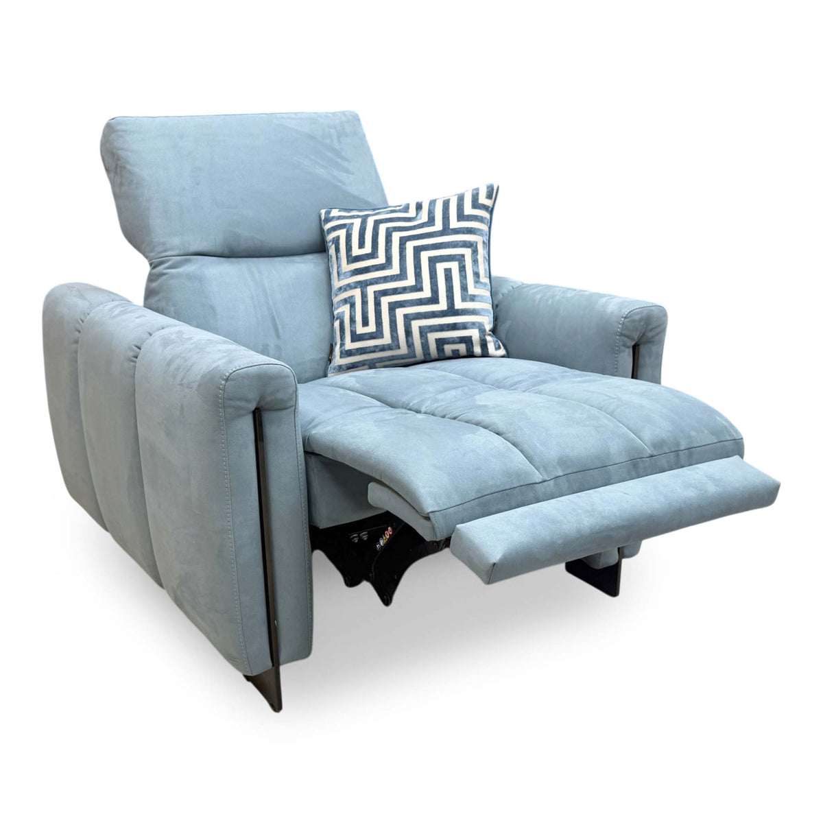 'Girgio' Luna Light Blue Velvet Fabric Power Recliner Chair with Power Headrest
