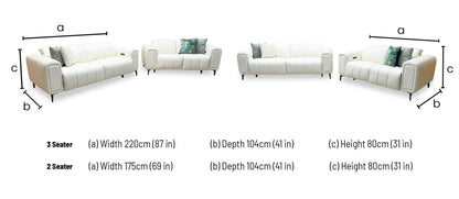 'Elphaba' Cotton White Leather 3 + 2 Seater Power Recliner Sofa Set with Storage Arms