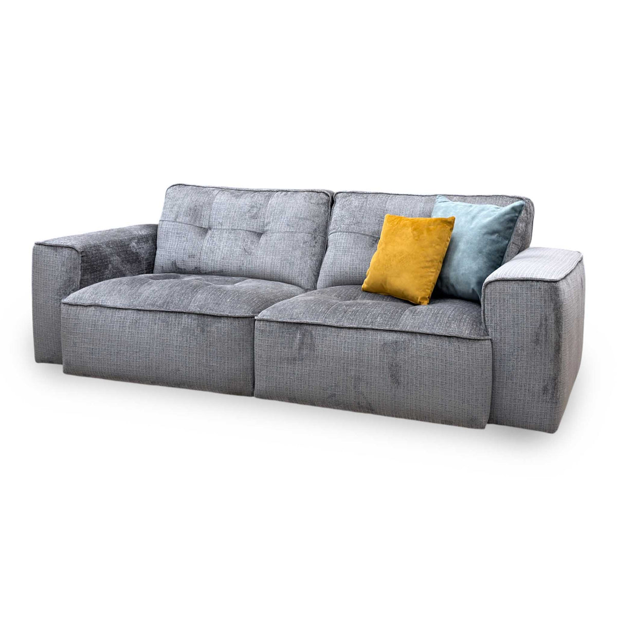 Italian Living ‘Cushino’ Niagara Grey 804 Linen Fabric 3 Seater Sofa