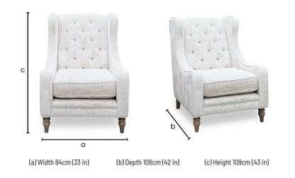 Ideal Home 'Cotswold' Kingsley Cream Wo Ft Fabric Accent Chair