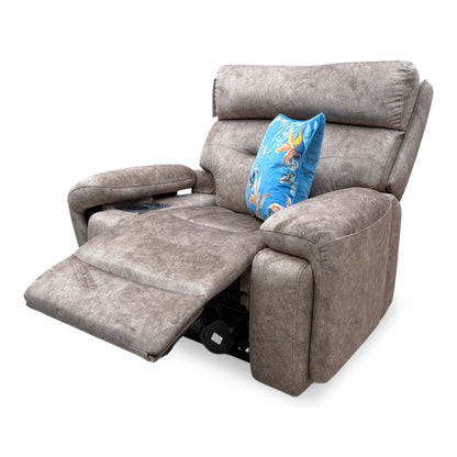 'Cinemax' Marble Classic Brown Velvet Fabric Power Recliner Media Chair with Power Headrest