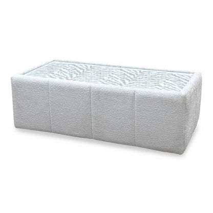 'Boujee' Lustro Dove Grey Fabric Rectangular Glass Top Table
