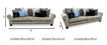 Duresta 'Ambassador' Monarch Gold-Fitz Eby Ft Velvet Fabric Grand 4 Seater Split Frame Scatter Back Sofa