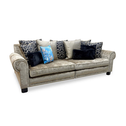 Duresta 'Ambassador' Monarch Gold-Fitz Eby Ft Velvet Fabric Grand 4 Seater Split Frame Scatter Back Sofa