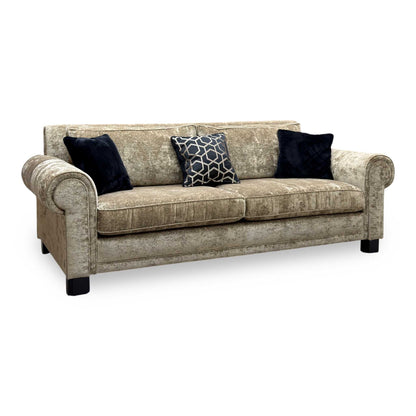 Duresta 'Ambassador' Monarch Gold-Fitz Eby Ft Velvet Fabric Large 3 Seater Classic Back Sofa