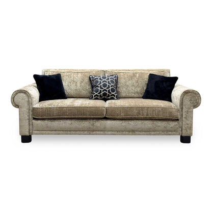 Duresta 'Ambassador' Monarch Gold-Fitz Eby Ft Velvet Fabric Large 3 Seater Classic Back Sofa