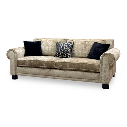 Duresta 'Ambassador' Monarch Gold-Fitz Eby Ft Velvet Fabric Large 3 Seater Classic Back Sofa