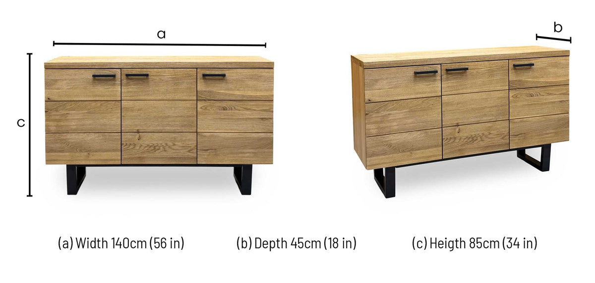 ‘Earth’ Light Oak Solid Oak Large 3 Door Sideboard