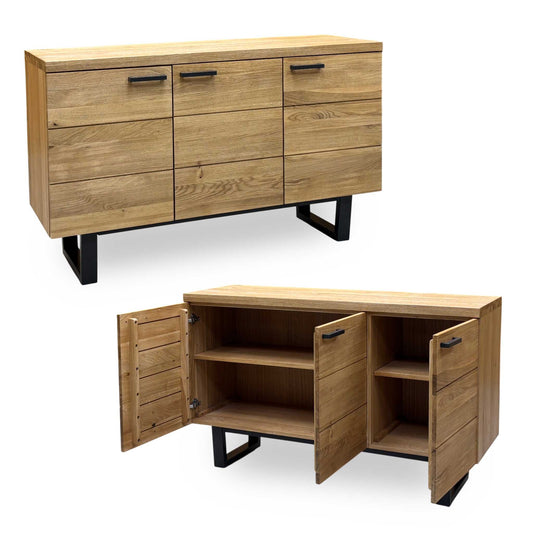 ‘Earth’ Light Oak Solid Oak Large 3 Door Sideboard