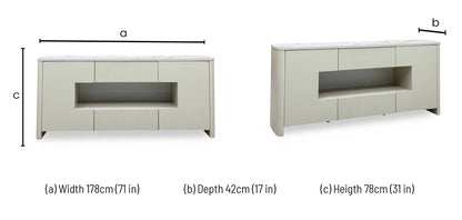 ‘Avorio’ Marble-effect Ceramic Top Sideboard with LED Lights