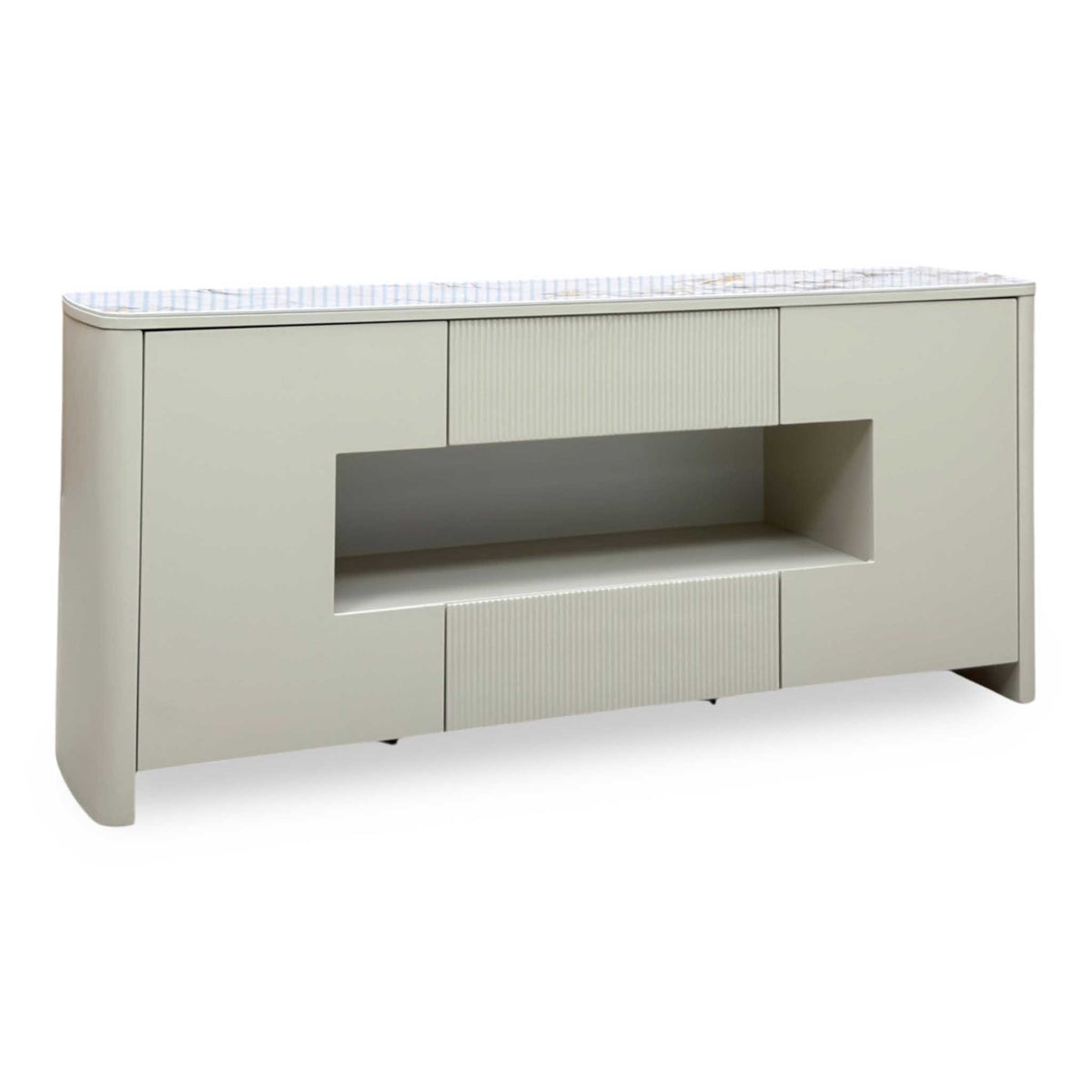 ‘Avorio’ Marble-effect Ceramic Top Sideboard with LED Lights