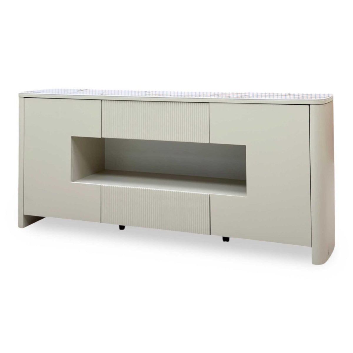 ‘Avorio’ Marble-effect Ceramic Top Sideboard with LED Lights