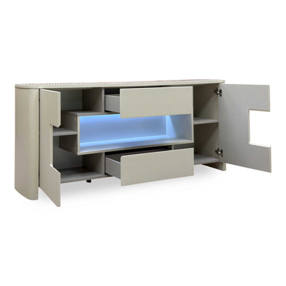 ‘Avorio’ Marble-effect Ceramic Top Sideboard with LED Lights