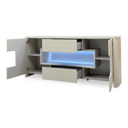 ‘Avorio’ Marble-effect Ceramic Top Sideboard with LED Lights