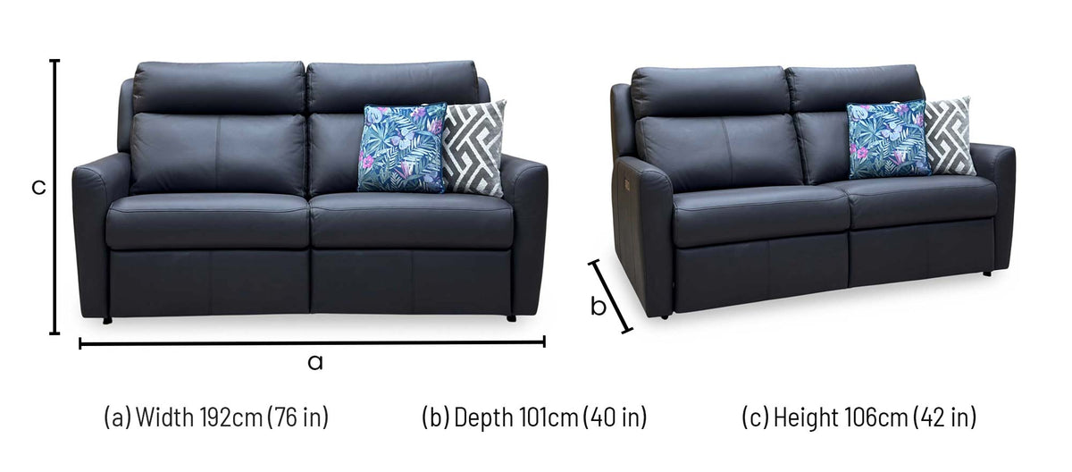 G Plan ‘Wren’ L853 Cambridge Slate Grey Leather 2 Cushion 3 Seater Power Recliner Sofa with Power Headrests and Power Lumbar