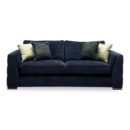 ‘Belissimo’ Mirage Black - Gold Cp Fabric 3 Seater Classic Back Sofa