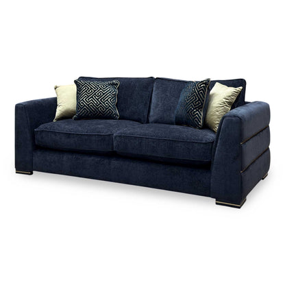 ‘Belissimo’ Mirage Black - Gold Cp Fabric 3 Seater Classic Back Sofa