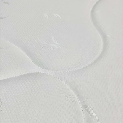 Close-up of the stitched leaf pattern on the top panel of the Daydream 800 pocket mattress