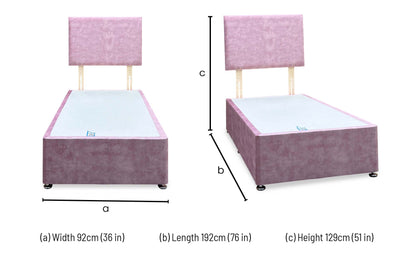 'Rosie' Spice Pink Velvet Strutted Headboard + 2 Drawer Divan Base - Single