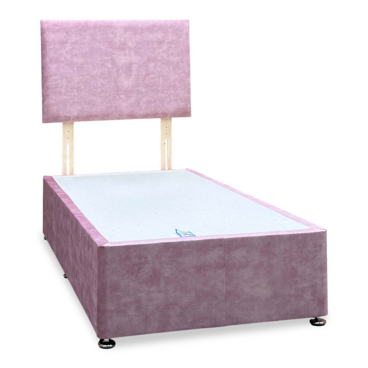 'Rosie' Spice Pink Velvet Strutted Headboard + 2 Drawer Divan Base - Single