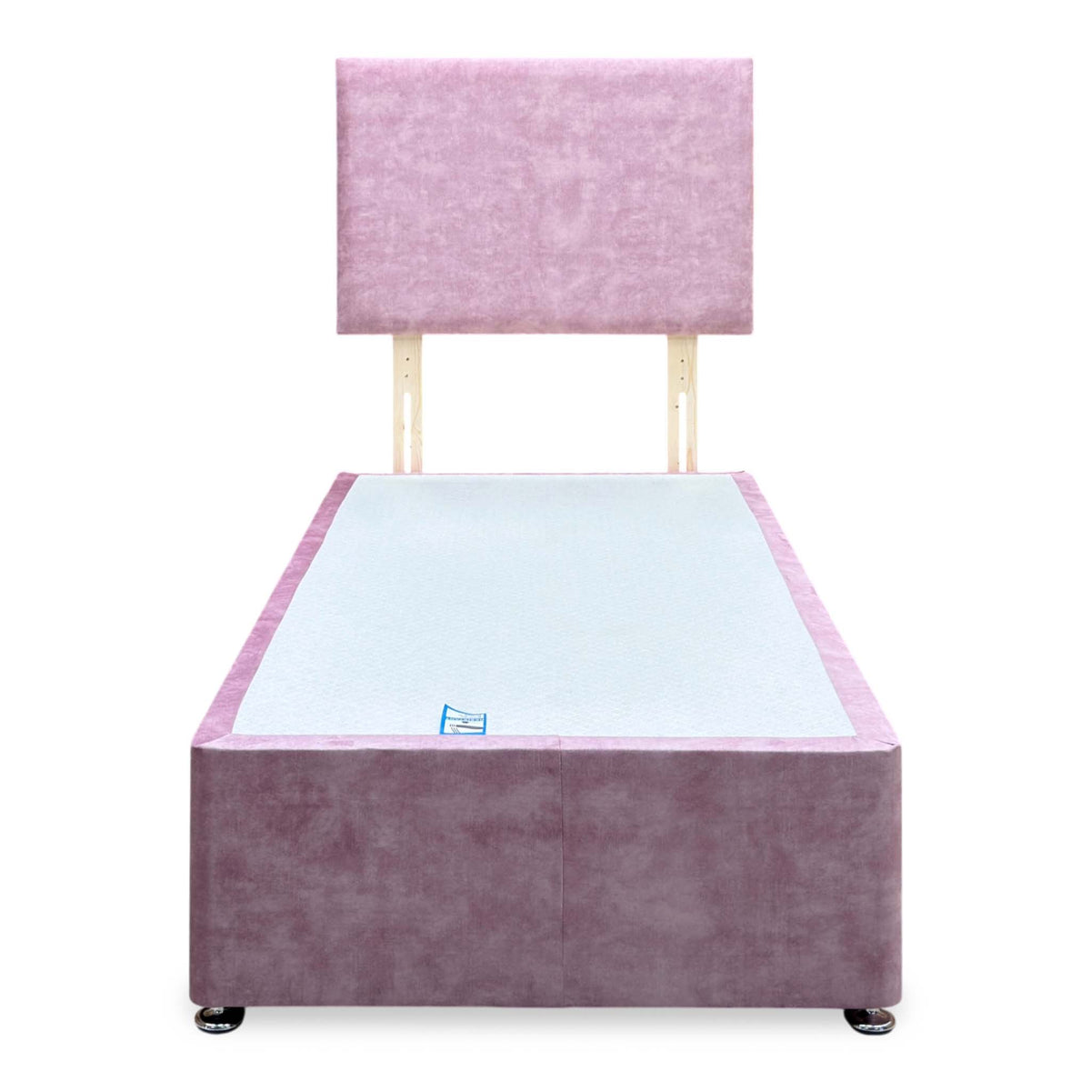 'Rosie' Spice Pink Velvet Strutted Headboard + 2 Drawer Divan Base - Single