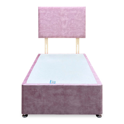 'Rosie' Spice Pink Velvet Strutted Headboard + 2 Drawer Divan Base - Single