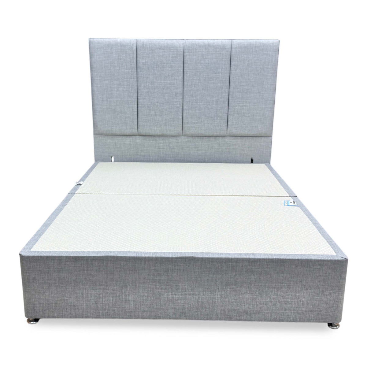 ‘Albert’ Silver Fabric Floor Standing Headboard + 2 Drawer Divan Base - King