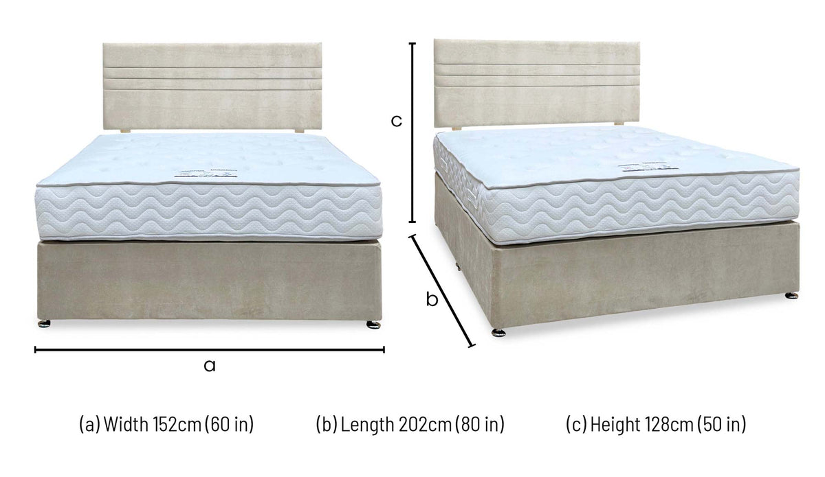 'Edward' Stone Fabric Strutted Headboard + Divan Base + Lullaby 1500 Pocket Mattress Package Deal - King