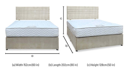 'Edward' Stone Fabric Strutted Headboard + Divan Base + Lullaby 1500 Pocket Mattress Package Deal - King