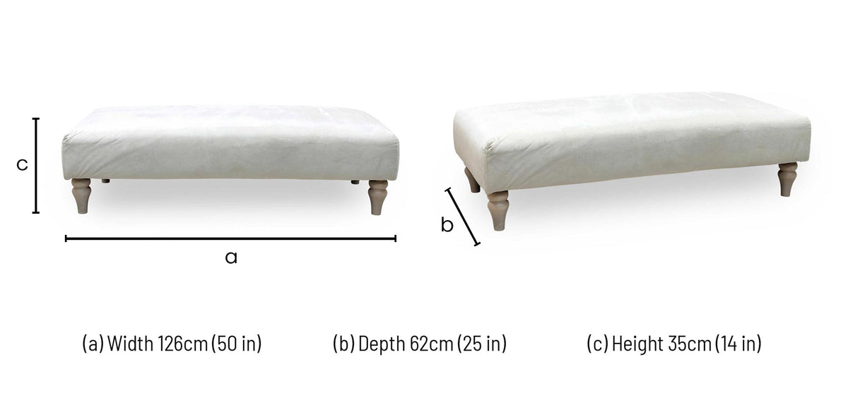 Ideal Home ‘Cotswold’ White Velvet Fabric Bench Footstool