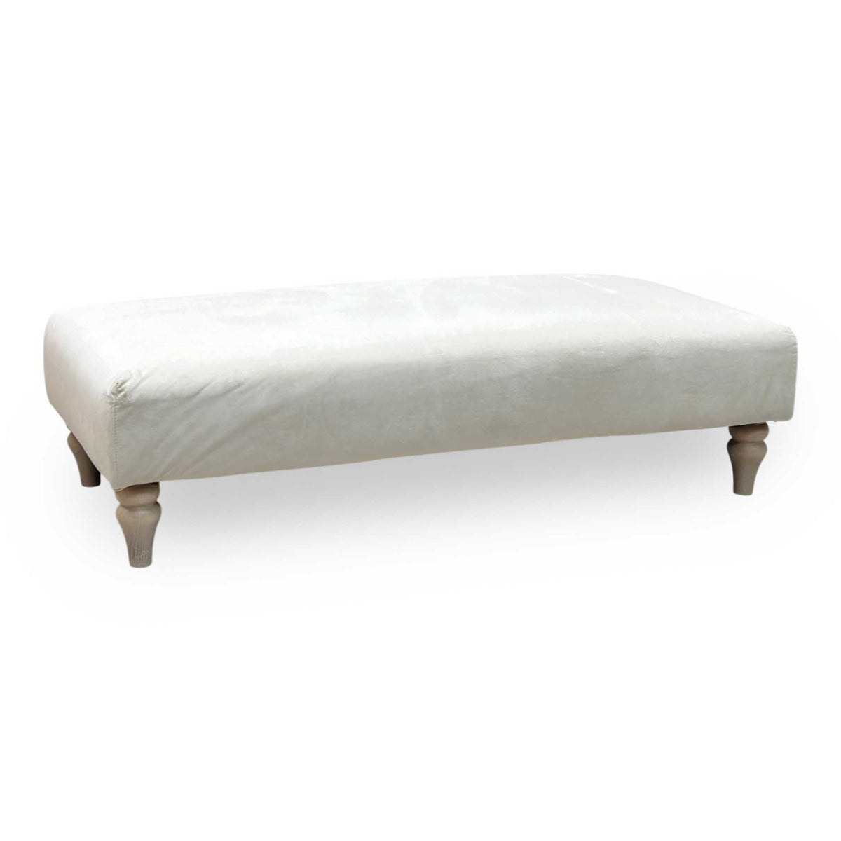 Ideal Home ‘Cotswold’ White Velvet Fabric Bench Footstool