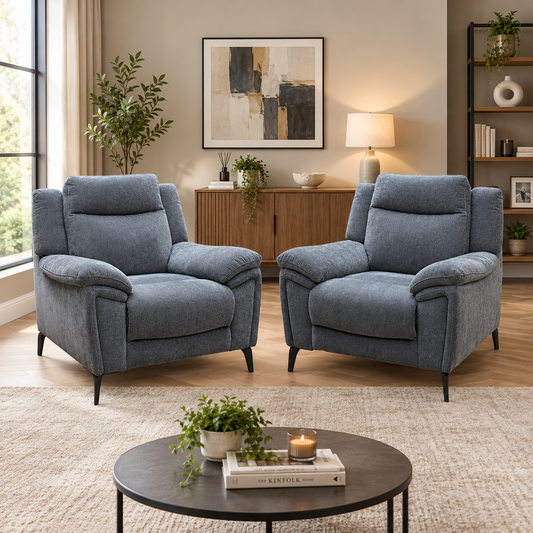 'Panache' Manhattan Charcoal Grey Fabric Chair - Set of 2