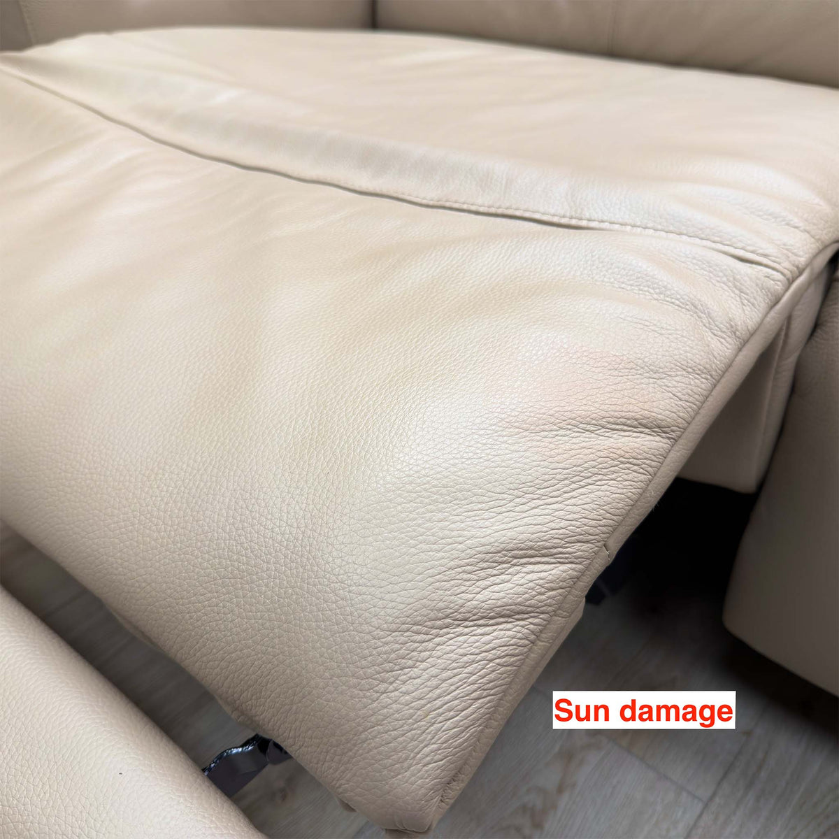 'Gisella' Cat-40:08 Oyster Leather 3 Seater Power Recliner Sofa with Power Headrests