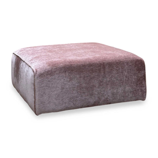 Garland California pink fabric footstool, angled view showing the piped edges