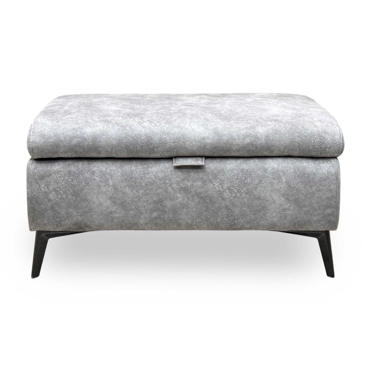 'Ezra' Marble Stone Grey Velvet Fabric Storage Footstool