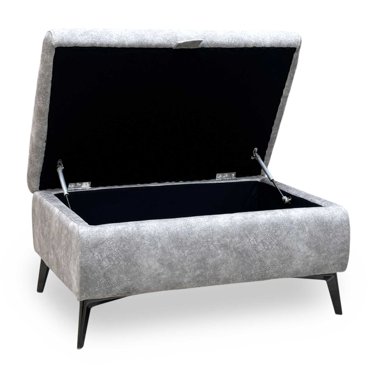 'Ezra' Marble Stone Grey Velvet Fabric Storage Footstool