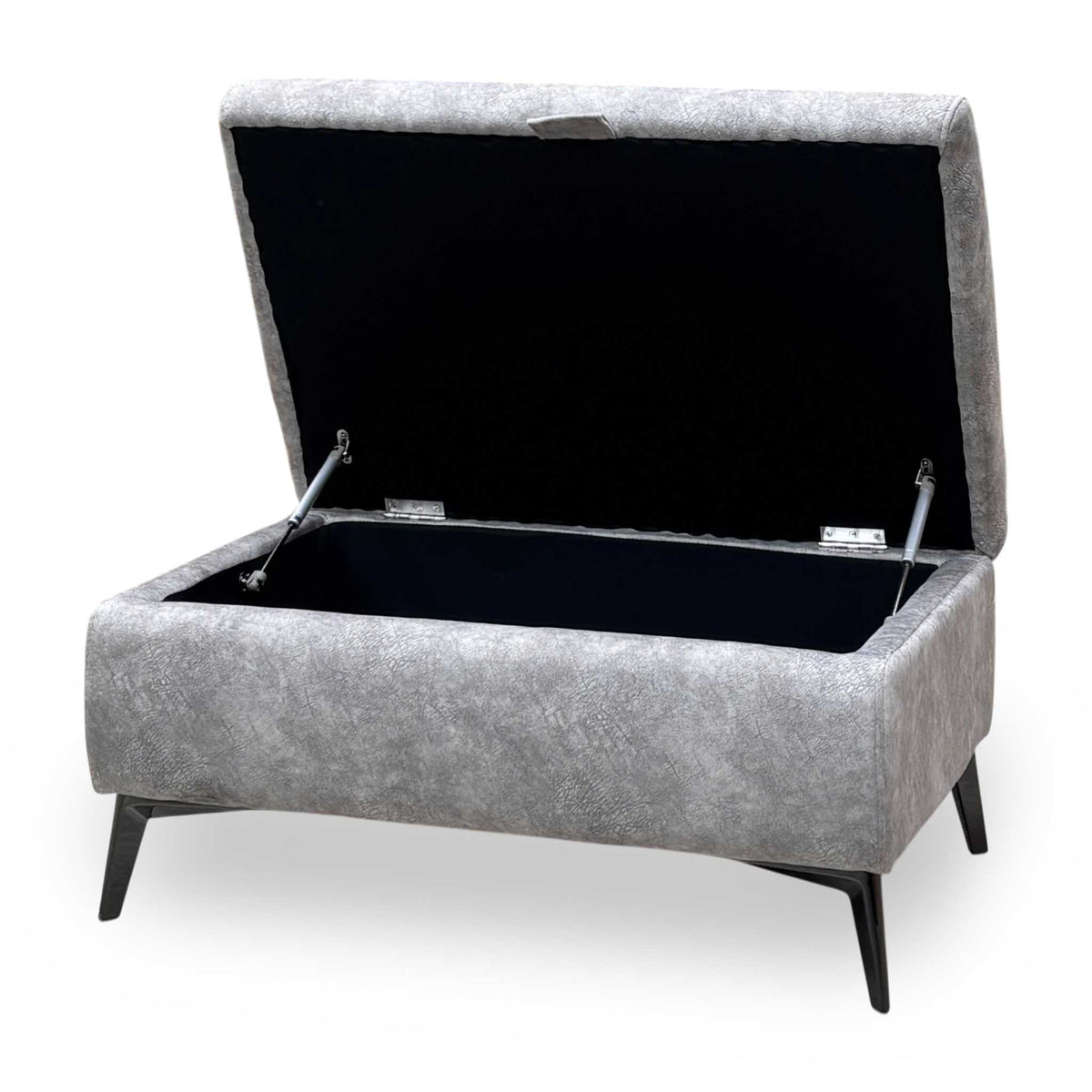 'Ezra' Marble Stone Grey Velvet Fabric Storage Footstool