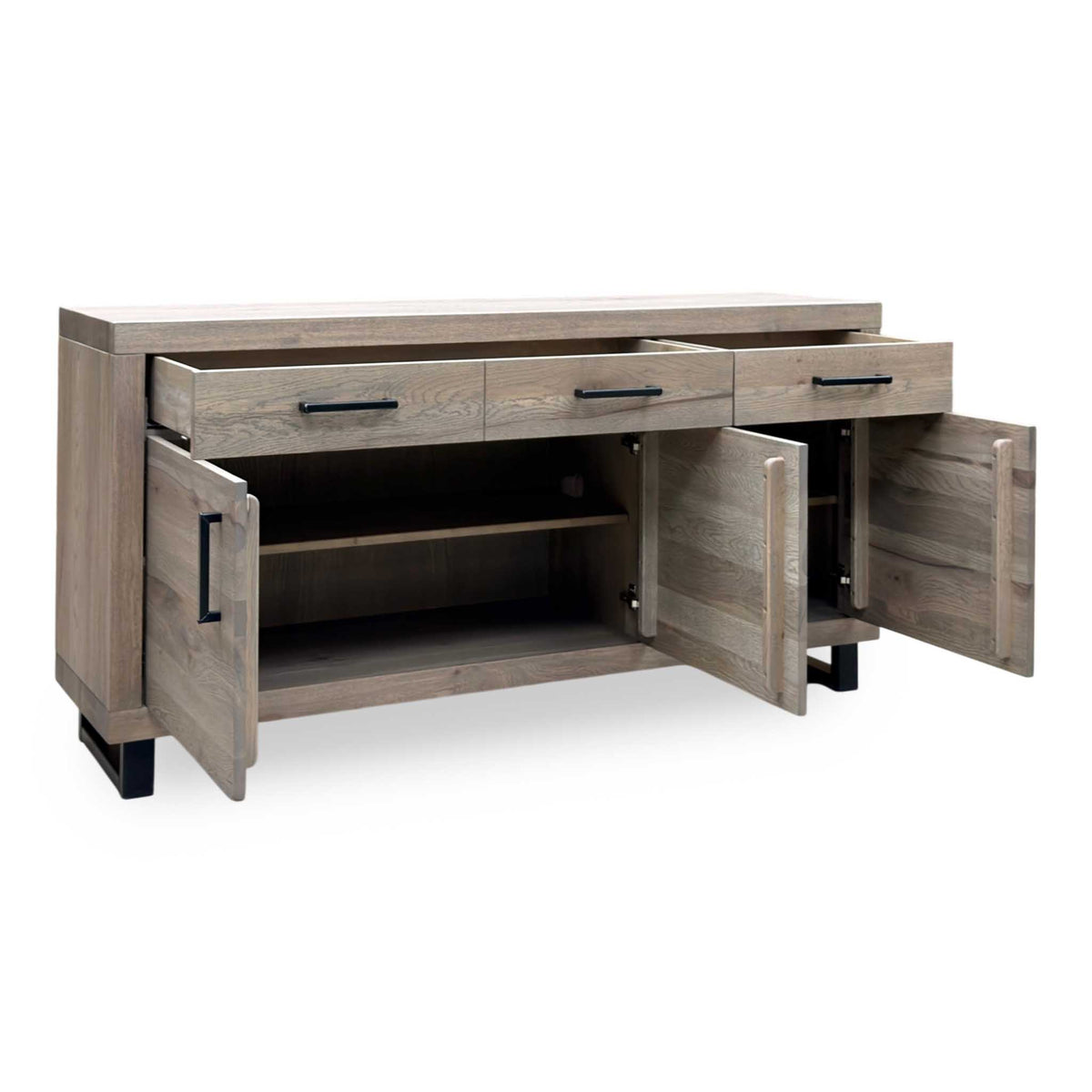 Bodahl ‘Njord’ 8 Vintage Grey Solid Oak 180cm 3 Door 2 Drawer Sideboard